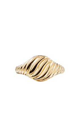 Sculpted Cable Pinky Ring In 18K Yellow Gold